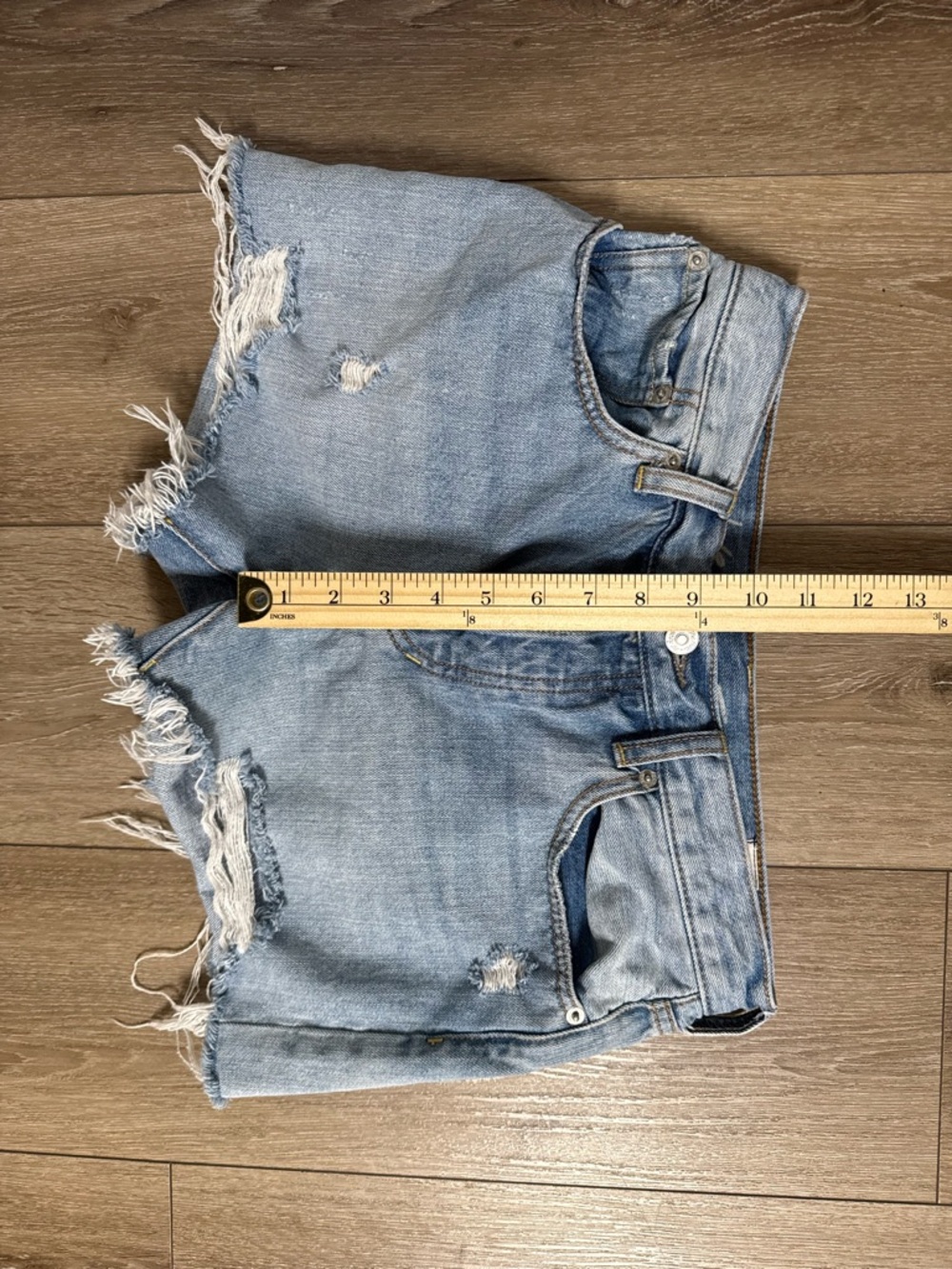 Free People Washed Blue Distressed Denim Cutoff Shorts - Picture 5 of 5